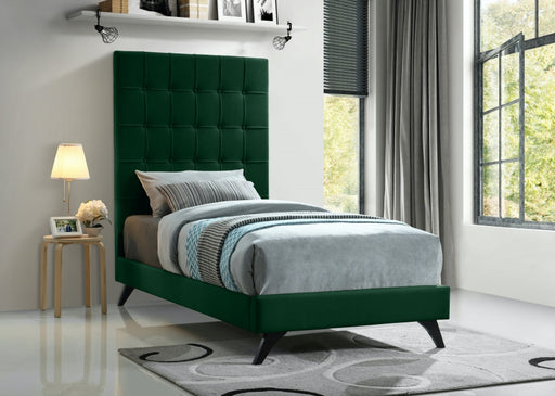 Elly Velvet Twin Bed Green - EllyGreen-T