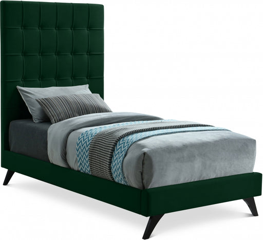 Elly Velvet Twin Bed Green - EllyGreen-T