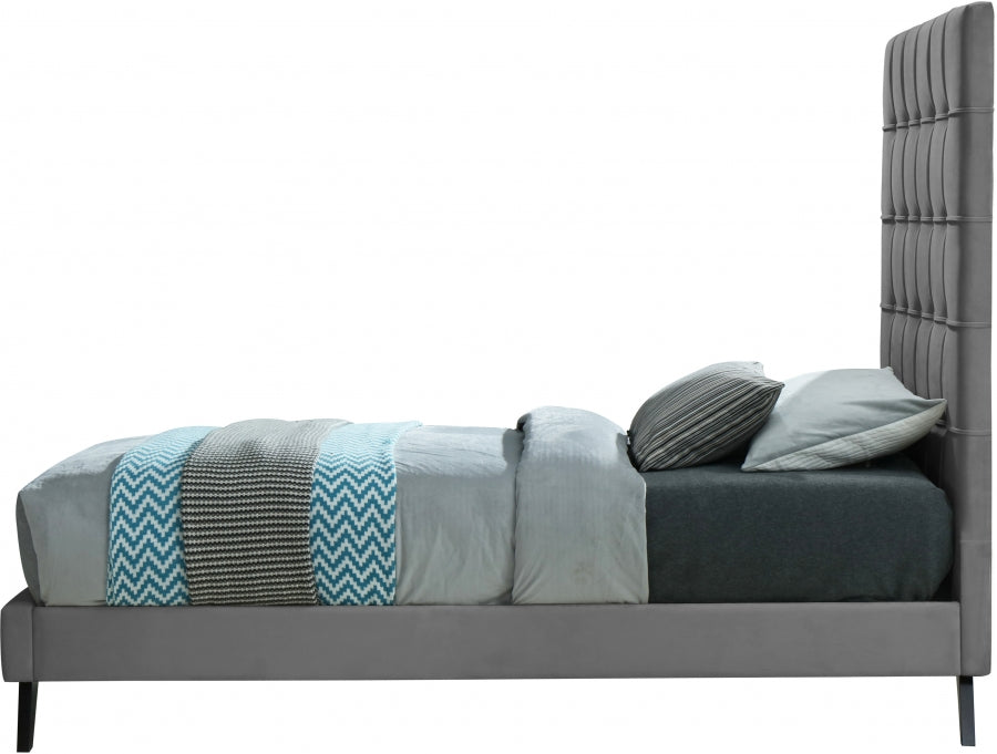 Elly Velvet Twin Bed Grey - EllyGrey-T