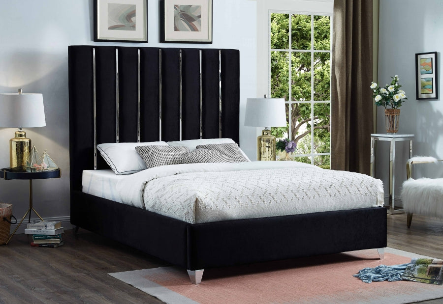 Enzo Velvet Full Bed Black - EnzoBlack-F