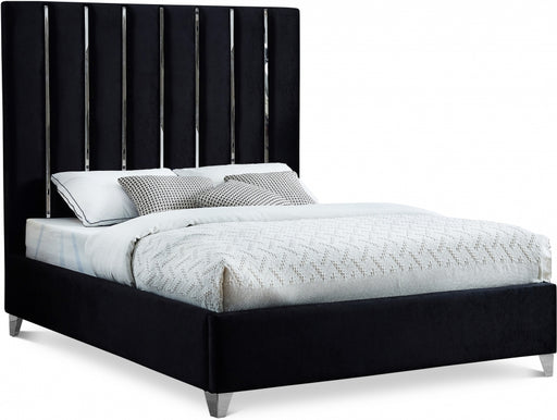 Enzo Velvet Full Bed Black - EnzoBlack-F