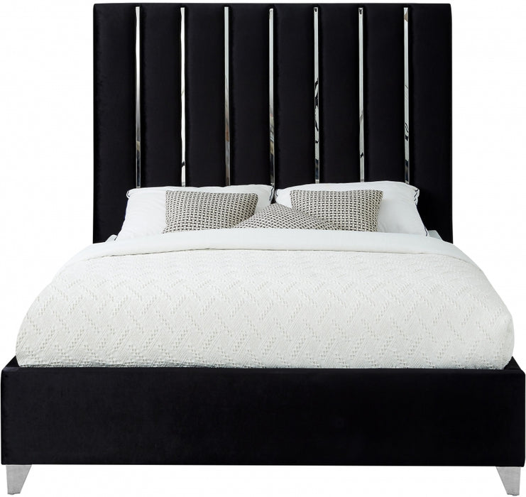 Enzo Velvet Full Bed Black - EnzoBlack-F