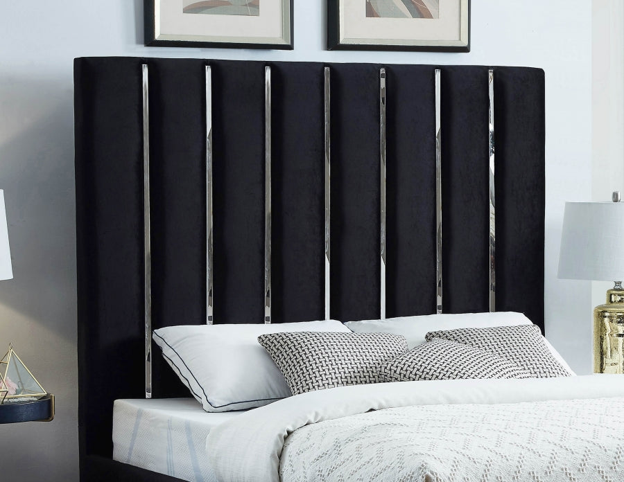 Enzo Velvet Full Bed Black - EnzoBlack-F