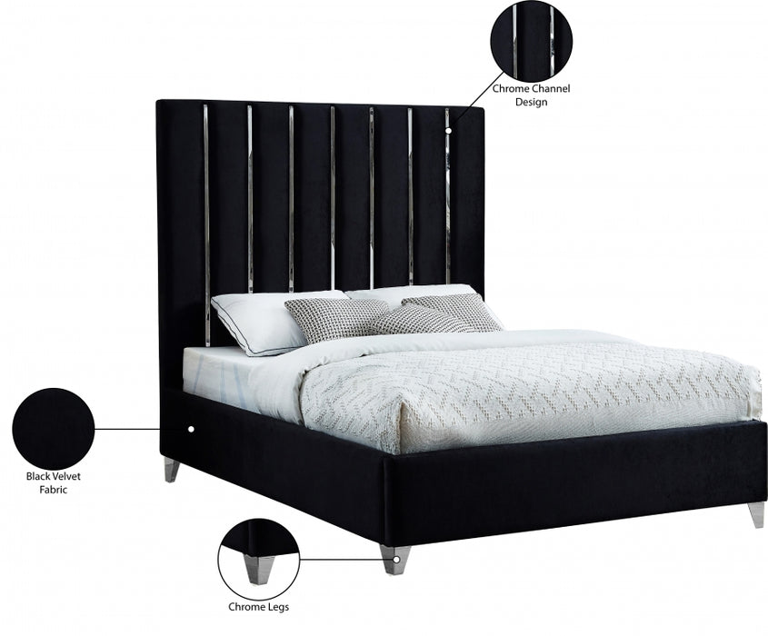 Enzo Velvet Full Bed Black - EnzoBlack-F