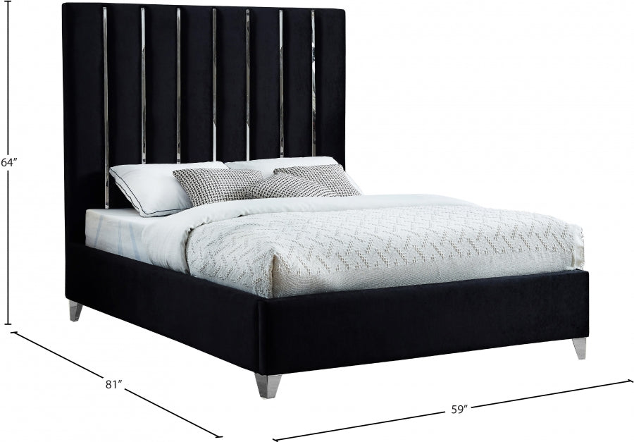 Enzo Velvet Full Bed Black - EnzoBlack-F