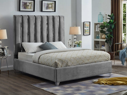 Enzo Velvet Full Bed Grey - EnzoGrey-F