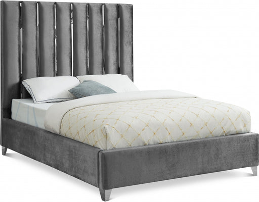 Enzo Velvet Full Bed Grey - EnzoGrey-F