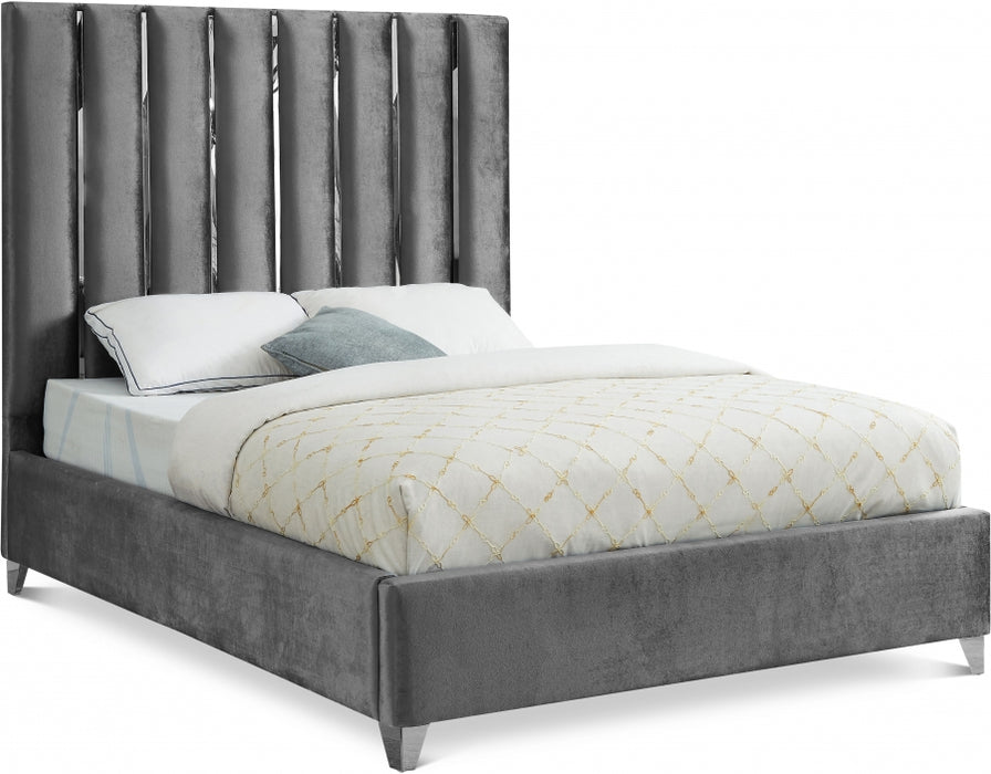 Enzo Velvet King Bed Grey - EnzoGrey-K