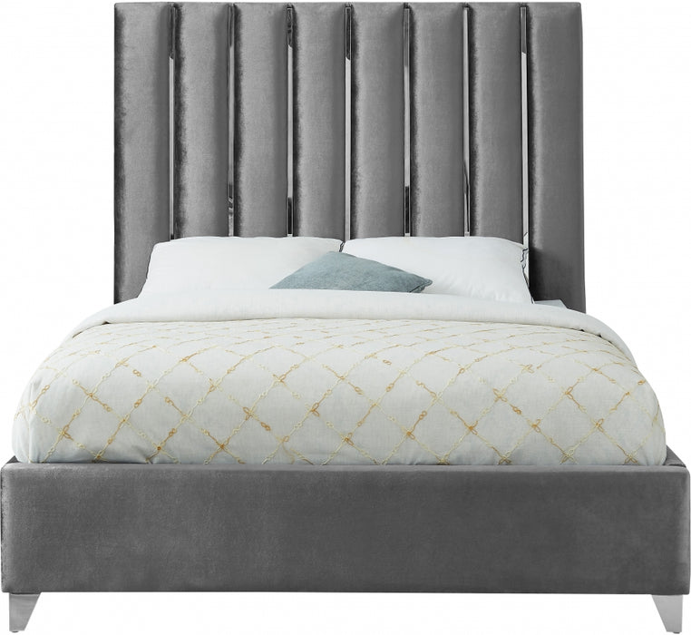 Enzo Velvet King Bed Grey - EnzoGrey-K