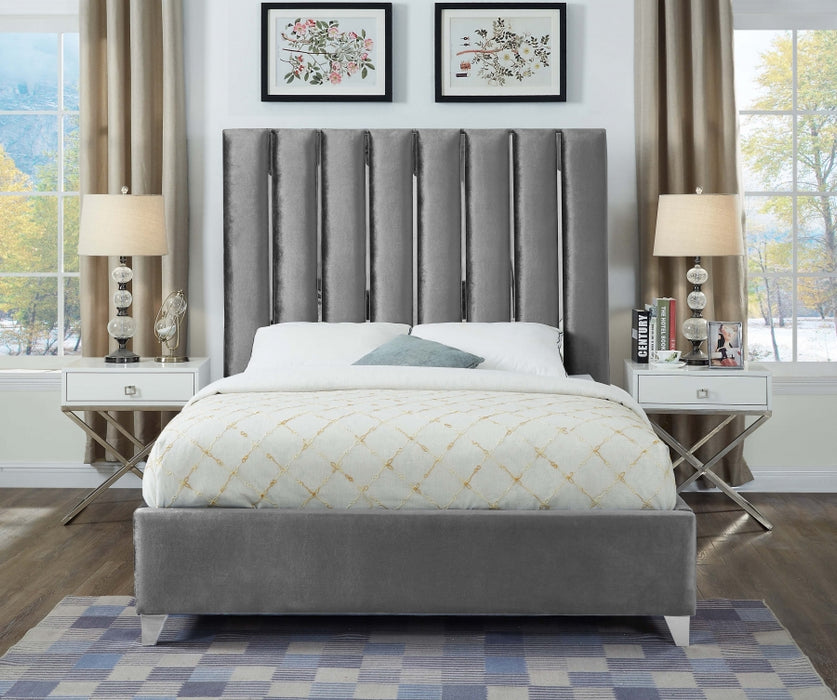 Enzo Velvet King Bed Grey - EnzoGrey-K