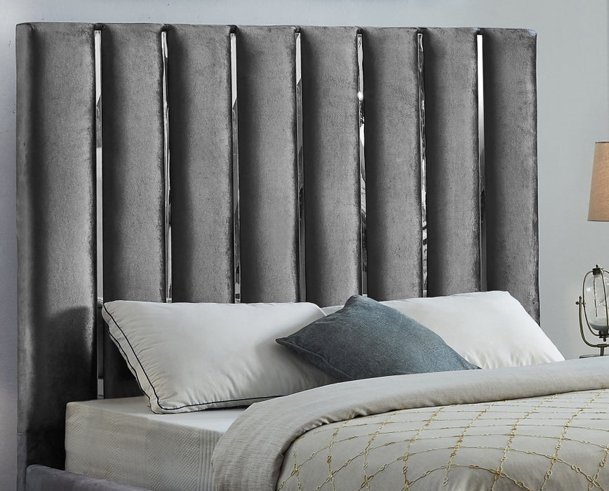 Enzo Velvet King Bed Grey - EnzoGrey-K