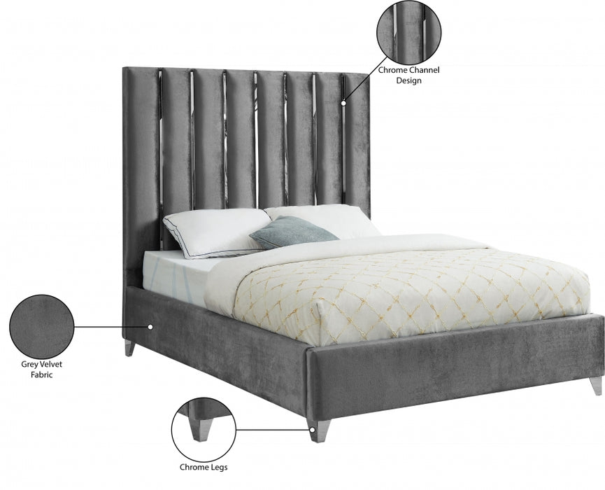 Enzo Velvet King Bed Grey - EnzoGrey-K