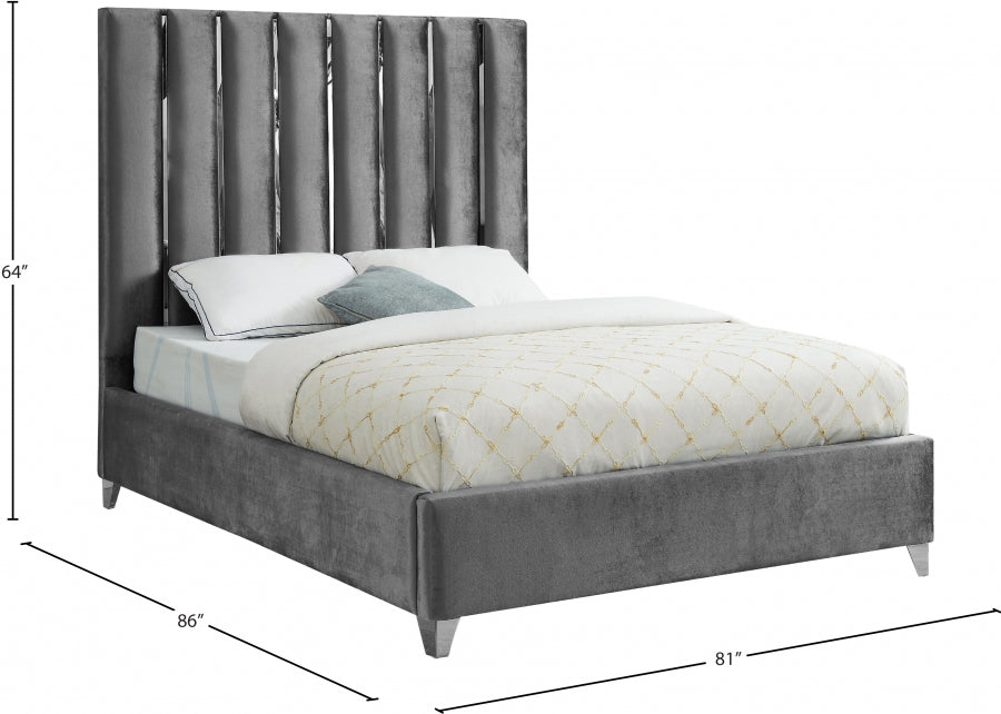 Enzo Velvet King Bed Grey - EnzoGrey-K