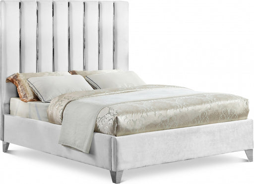 Enzo Velvet King Bed White - EnzoWhite-K