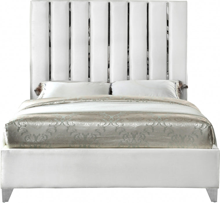 Enzo Velvet King Bed White - EnzoWhite-K