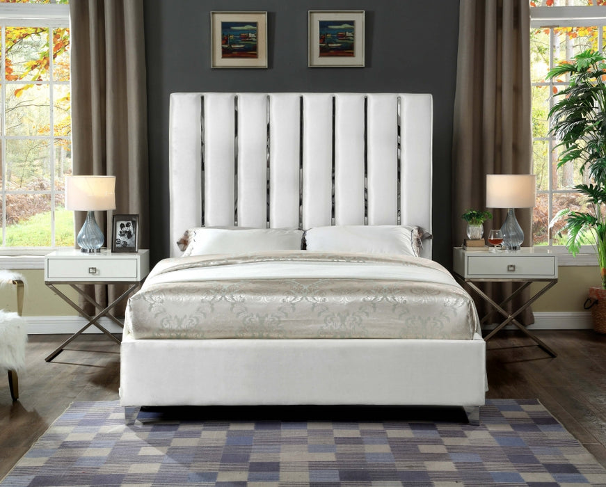 Enzo Velvet King Bed White - EnzoWhite-K