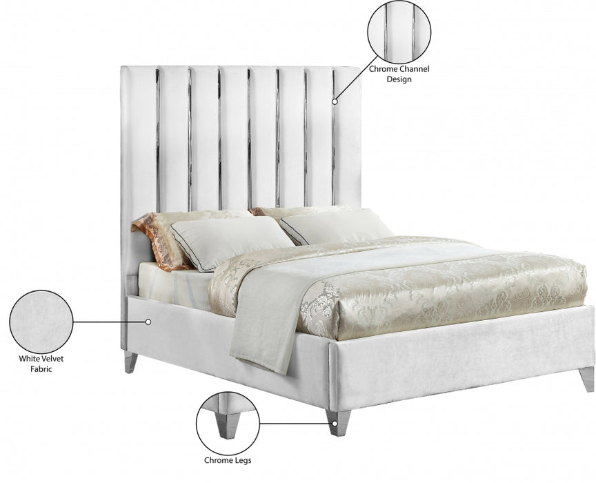 Enzo Velvet King Bed White - EnzoWhite-K