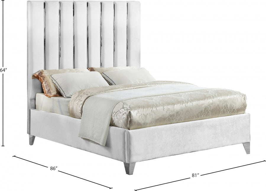 Enzo Velvet King Bed White - EnzoWhite-K