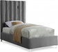 Enzo Velvet Twin Bed Grey - EnzoGrey-T