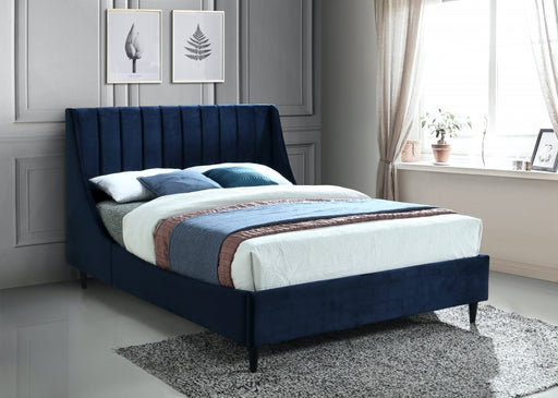 Eva Velvet Full Bed Blue - EvaNavy-F