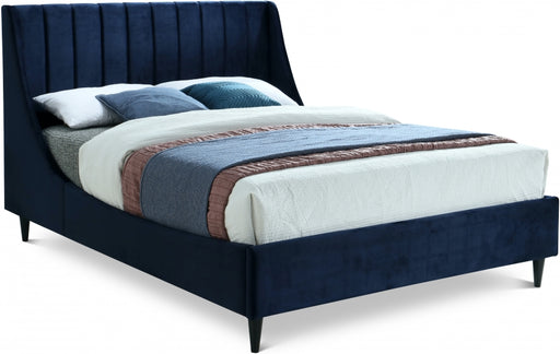 Eva Velvet Full Bed Blue - EvaNavy-F