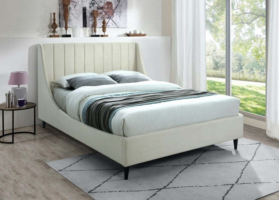 Eva Velvet Full Bed Cream - EvaCream-F