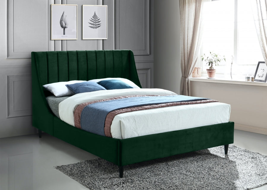 Eva Velvet Full Bed Green - EvaGreen-F