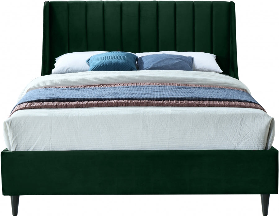 Eva Velvet Full Bed Green - EvaGreen-F