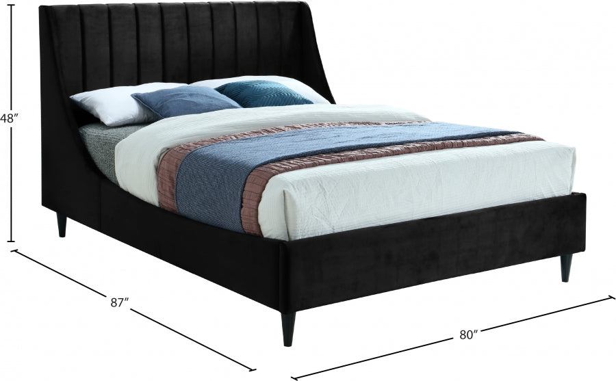 Eva Velvet King Bed Black - EvaBlack-K