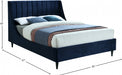 Eva Velvet King Bed Blue - EvaNavy-K