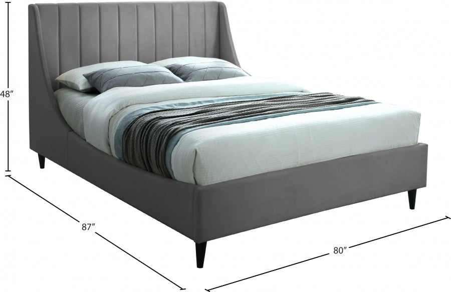 Eva Velvet King Bed Grey - EvaGrey-K