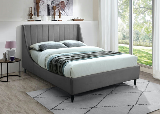 Eva Velvet Queen Bed Grey - EvaGrey-Q