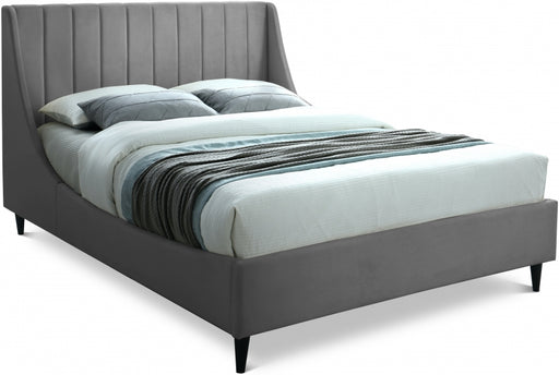 Eva Velvet Queen Bed Grey - EvaGrey-Q