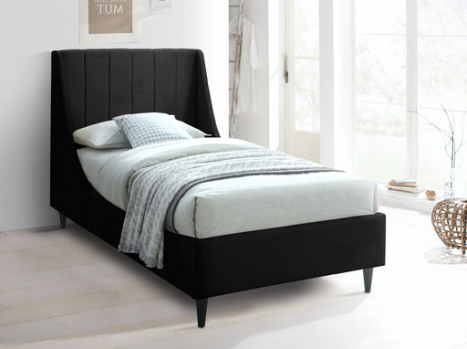 Eva Velvet Twin Bed Black - EvaBlack-T