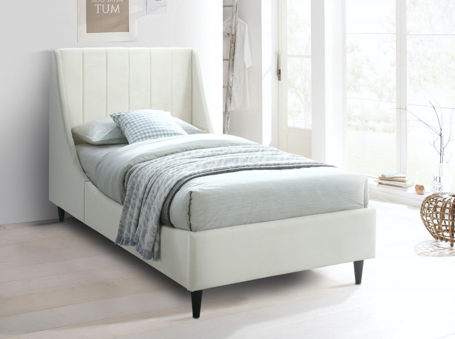 Eva Velvet Twin Bed Cream - EvaCream-T