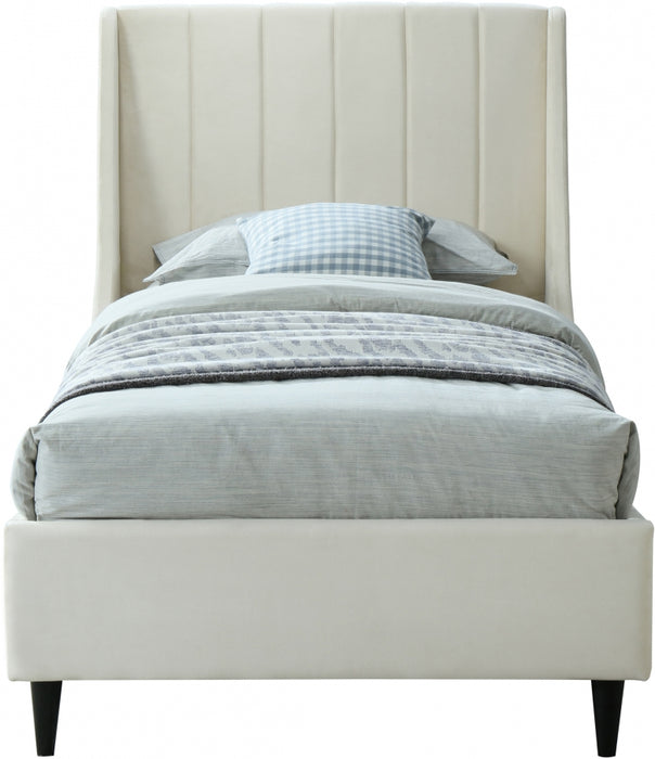 Eva Velvet Twin Bed Cream - EvaCream-T