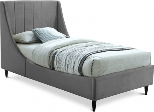 Eva Velvet Twin Bed Grey - EvaGrey-T