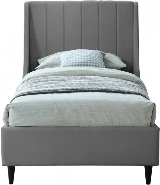 Eva Velvet Twin Bed Grey - EvaGrey-T