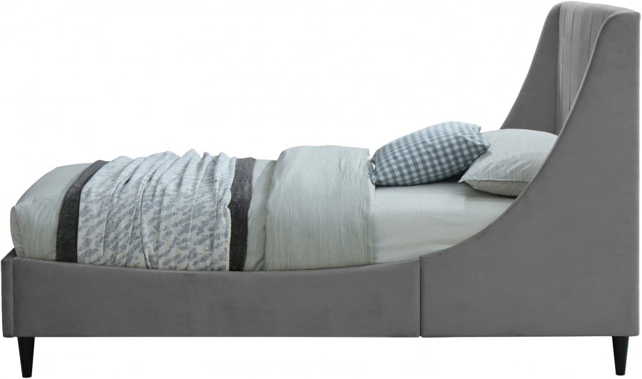 Eva Velvet Twin Bed Grey - EvaGrey-T