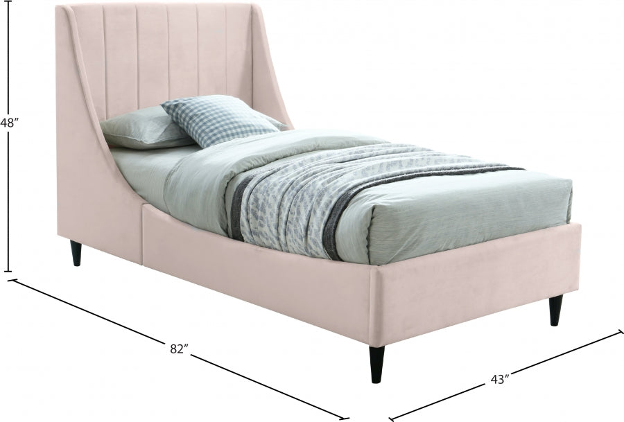 Eva Velvet Twin Bed Pink - EvaPink-T