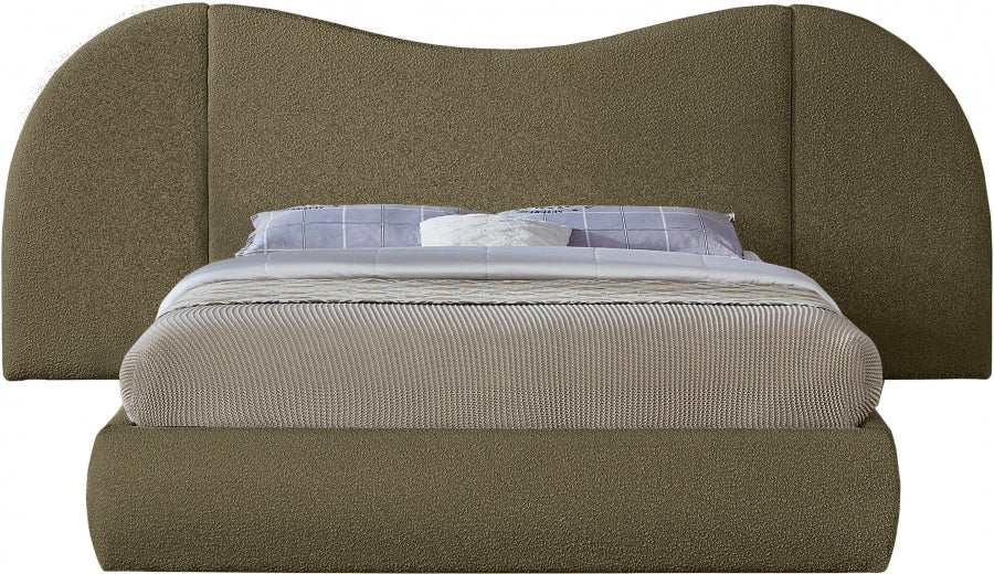 Everest Boucle Fabric King Bed (3 Boxes) Olive - B1246Olive-K