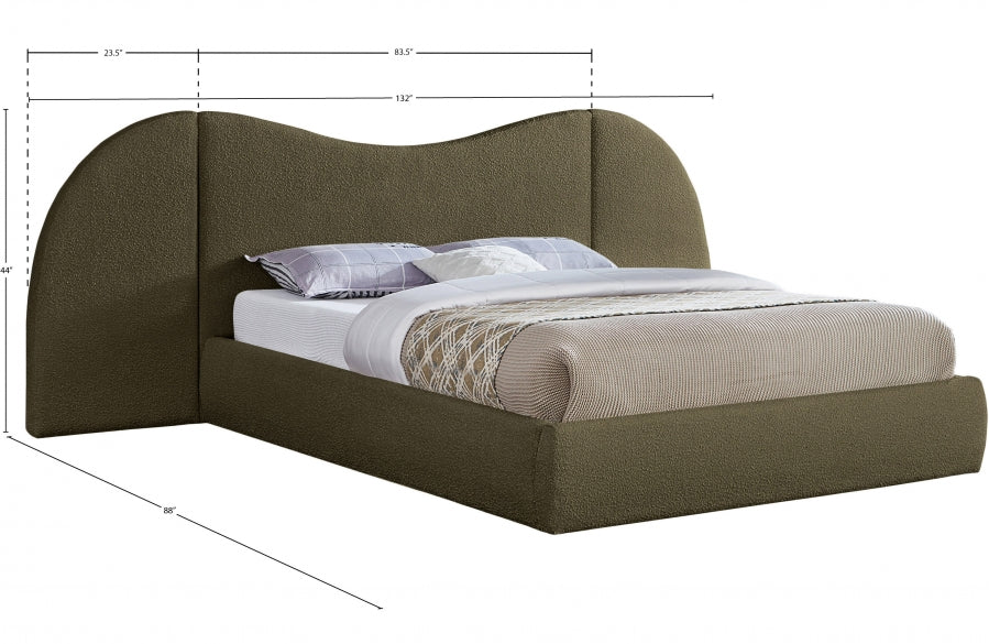 Everest Boucle Fabric King Bed (3 Boxes) Olive - B1246Olive-K