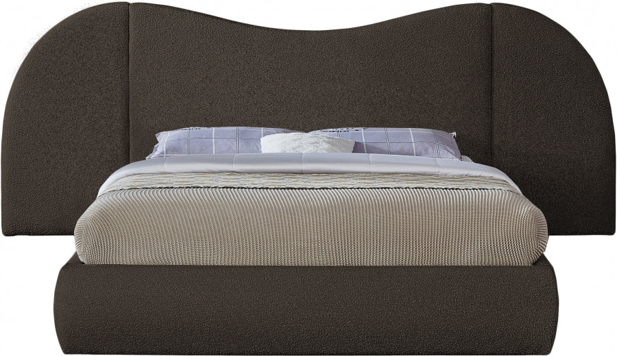 Everest Boucle Fabric Queen Bed (3 Boxes) Brown - B1246Brown-Q