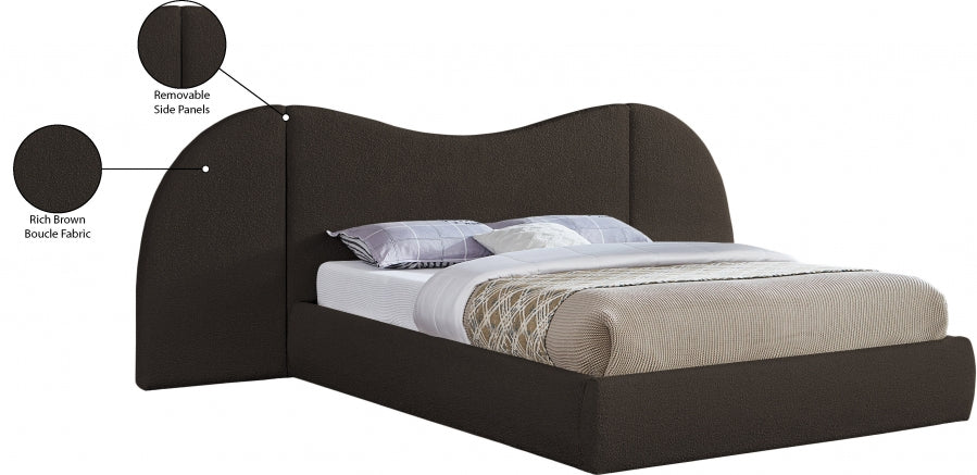 Everest Boucle Fabric Queen Bed (3 Boxes) Brown - B1246Brown-Q