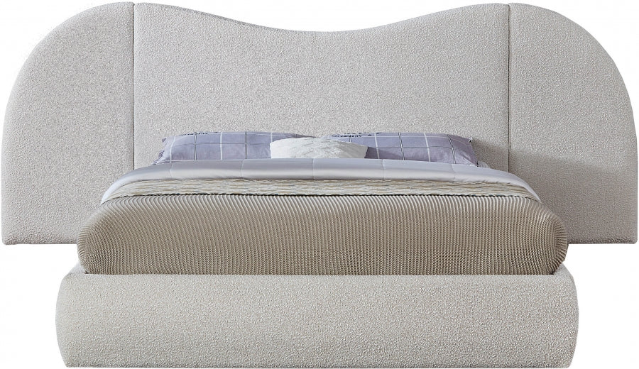 Everest Boucle Fabric Queen Bed (3 Boxes) Cream - B1246Cream-Q