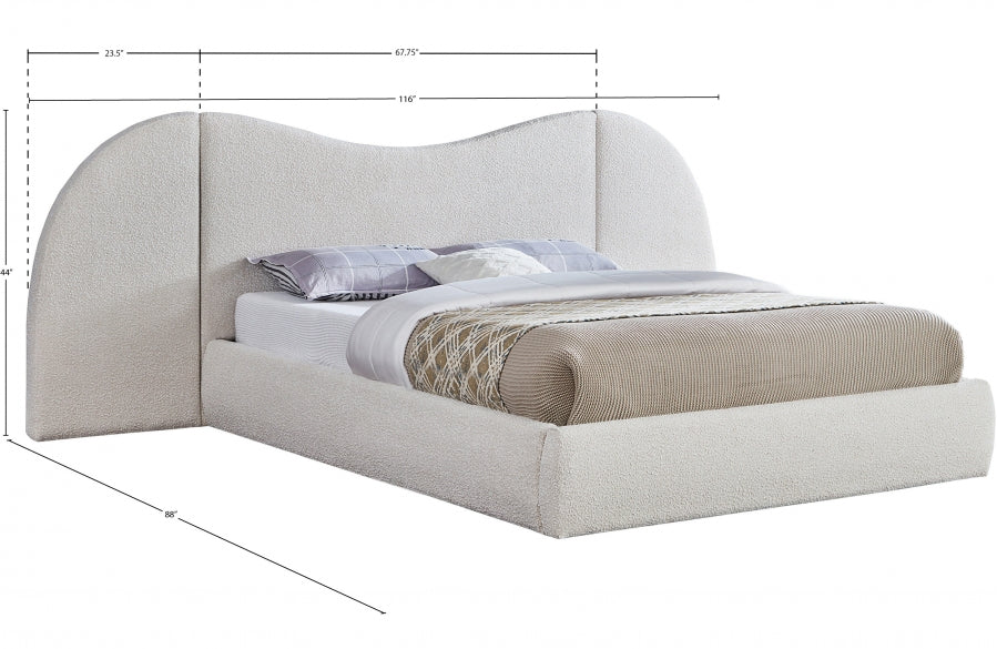 Everest Boucle Fabric Queen Bed (3 Boxes) Cream - B1246Cream-Q