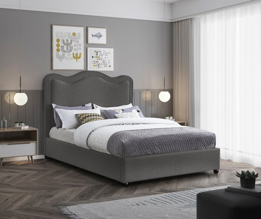 Felix Linen Textured Fabric Full Bed Grey - FelixGrey-F