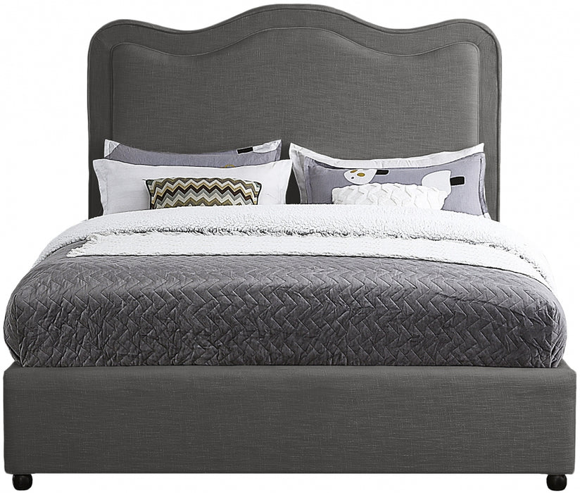 Felix Linen Textured Fabric Full Bed Grey - FelixGrey-F