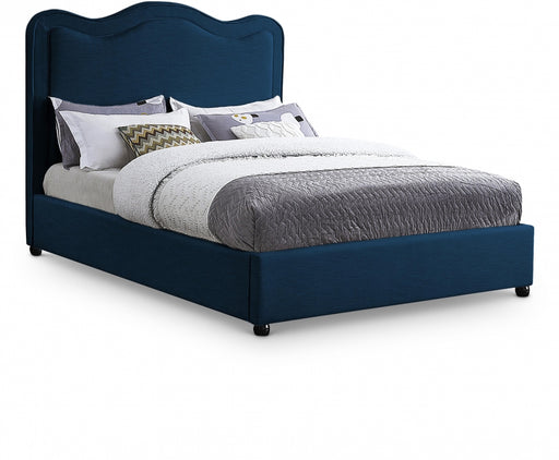 Felix Linen Textured Fabric King Bed Blue - FelixNavy-K