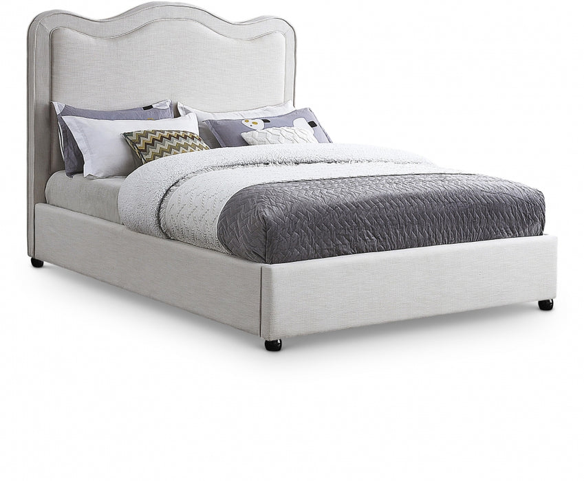 Felix Linen Textured Fabric King Bed Cream - FelixCream-K